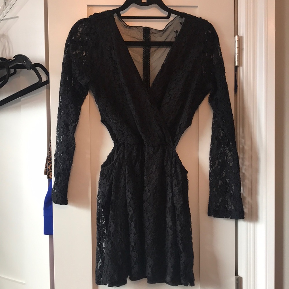 Women’s black lace cut out dress